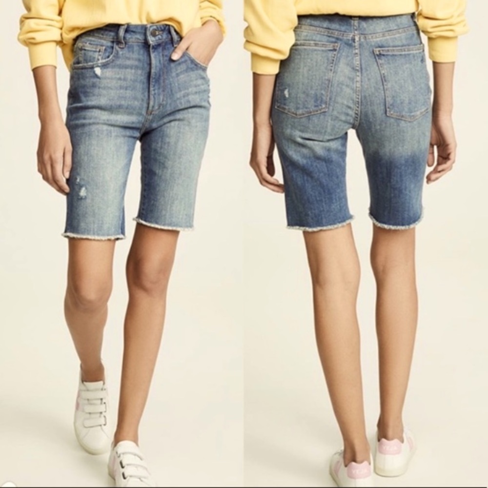 DL1961 Denim High Rise Vintage Straight Jerry Bermuda Shorts Distressed Size 26